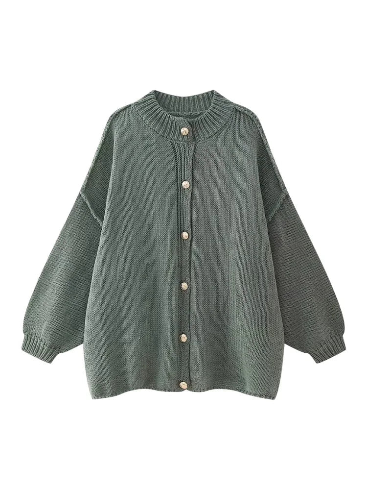 Oversized Button-Down Cardigan for Women