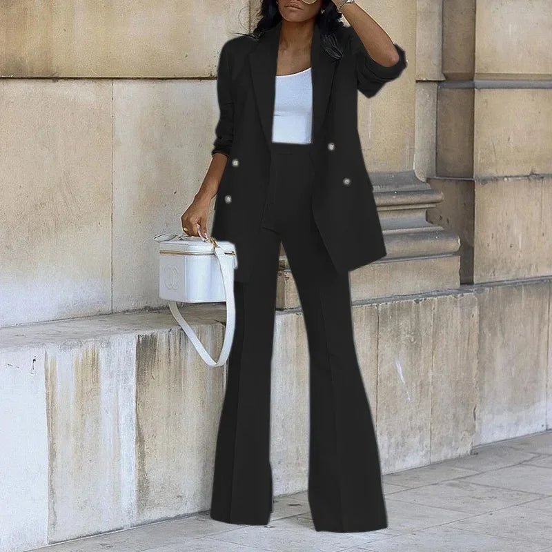 Chic Formal Suit Set with Tailored Long Blazer for Women