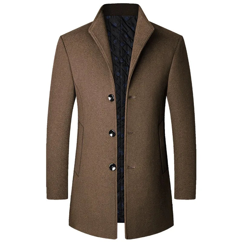 Gabardina larga sofisticada para hombre con botones