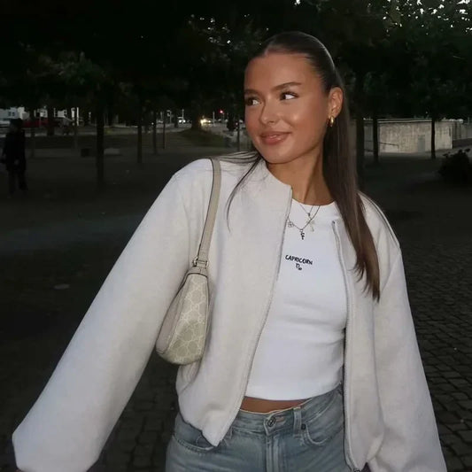 Women’s Casual Zip Up Cropped Jacket