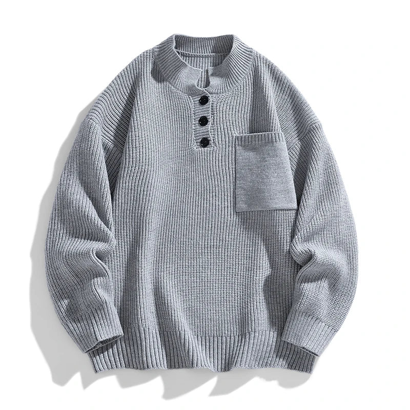 Suéter de punto con botones de invierno para hombre