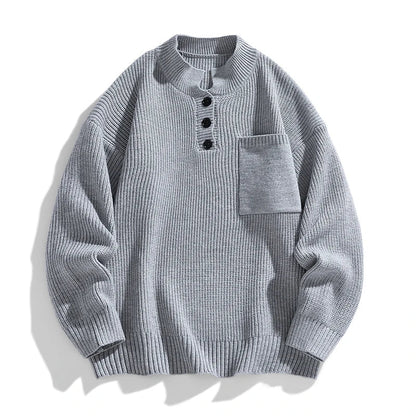 Suéter de punto con botones de invierno para hombre