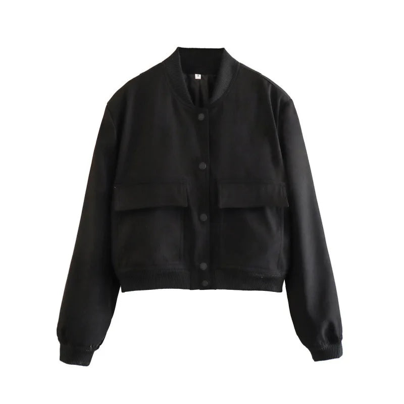 Women’s Casual Pocket Front Bomber Jacket