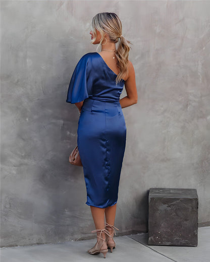 Vestido midi cruzado de un solo hombro para mujer