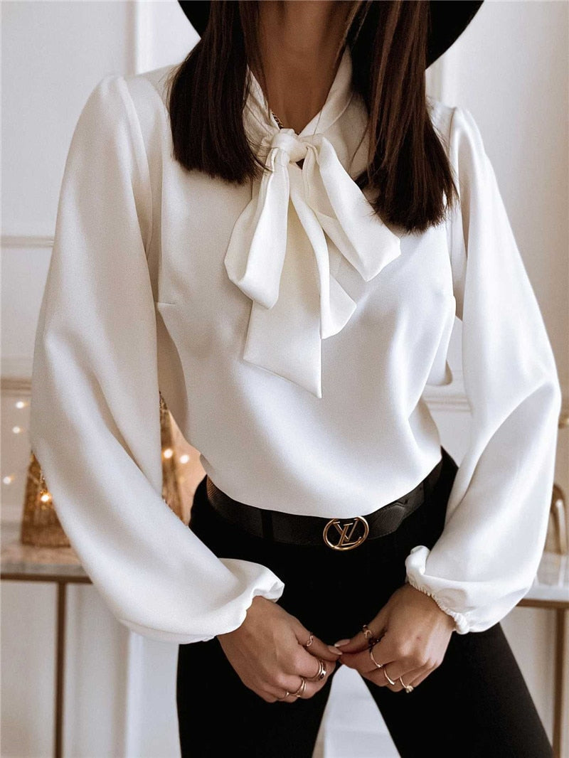 Women’s Bow Neck Long Sleeve Blouse