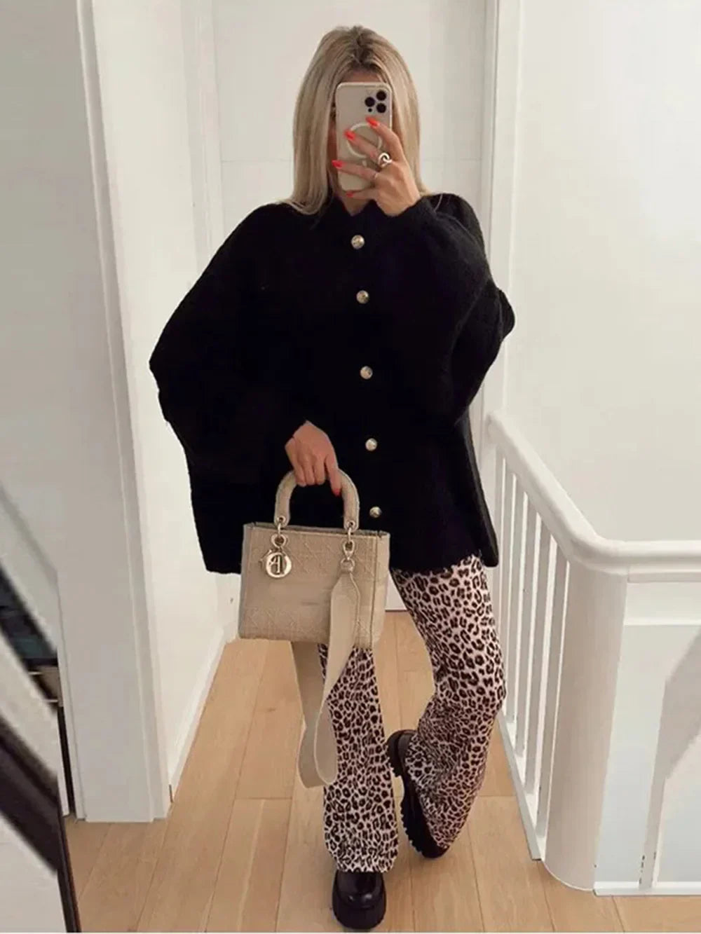 Oversized Button-Down Cardigan for Women