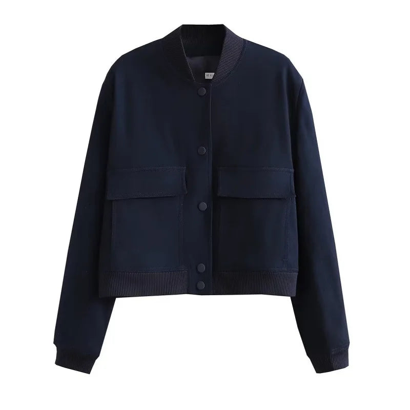 Women’s Casual Pocket Front Bomber Jacket