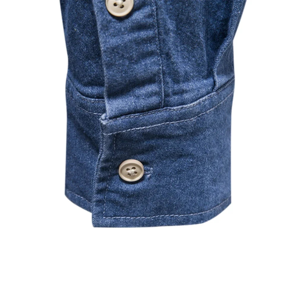 Men’s Light Blue Denim Button-Up Shirt