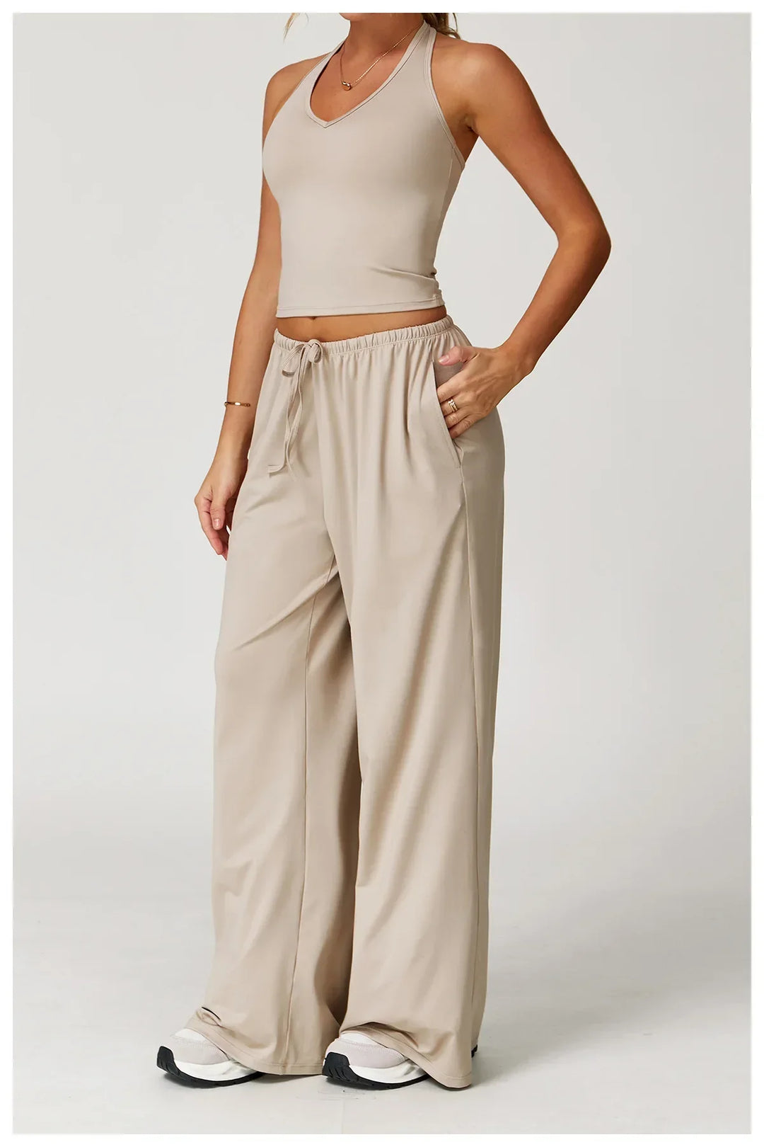 Pantalones de pernera ancha, holgados, informales de invierno para mujer