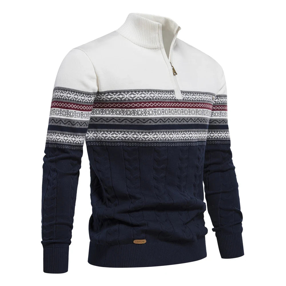 Stylish Fair Isle Half Zip Sweater