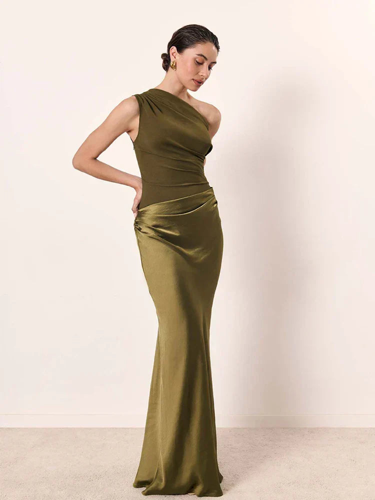 Maxivestido con Falda de Satén