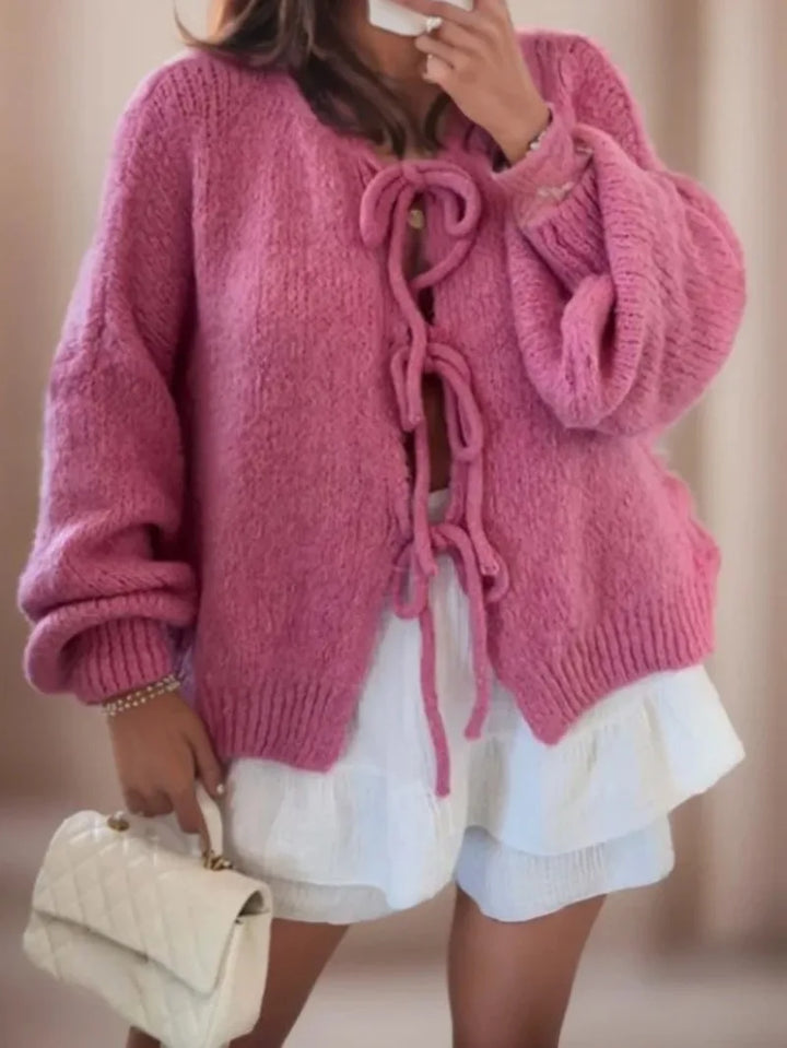 Women’s Chunky Winter Knotted Front Cardigan