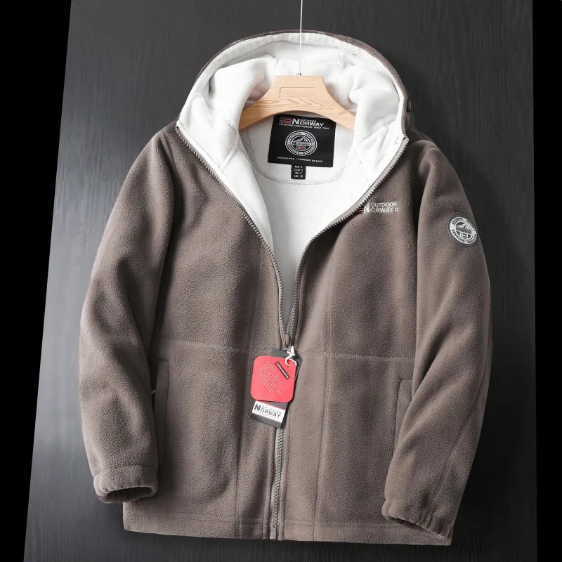 Chaqueta polar con capucha cálida para hombre