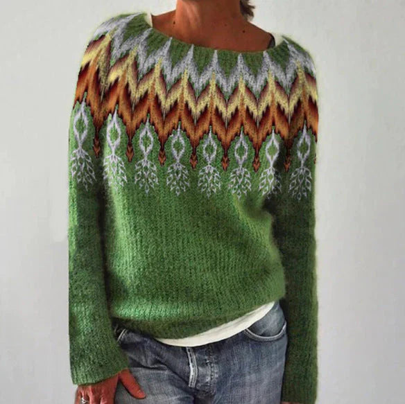 Women Winter Pattern Knit Sweater