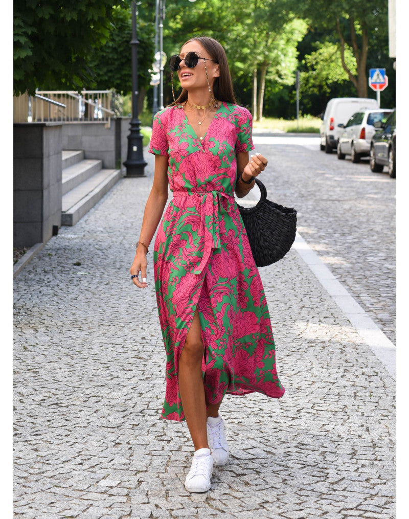 Talia | Stylish V-Neck Floral Dress
