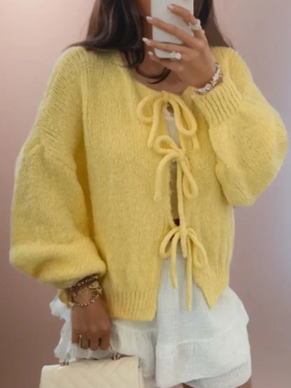 Women’s Chunky Winter Knotted Front Cardigan