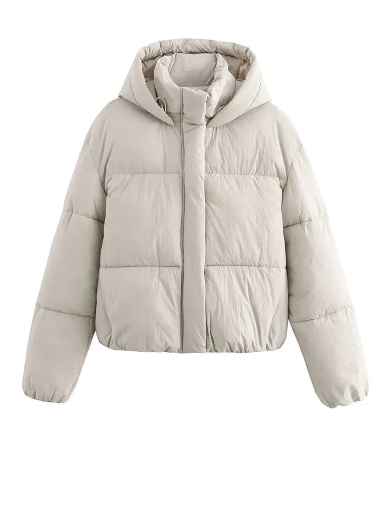 Hooded Cropped Women's Puffer Jacket