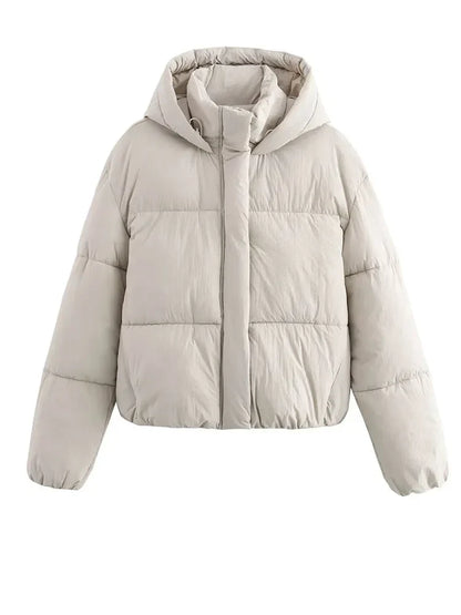 Hooded Cropped Women's Puffer Jacket