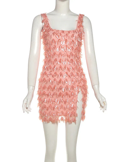 Women’s Cocktail Dress with Fringe Feathers
