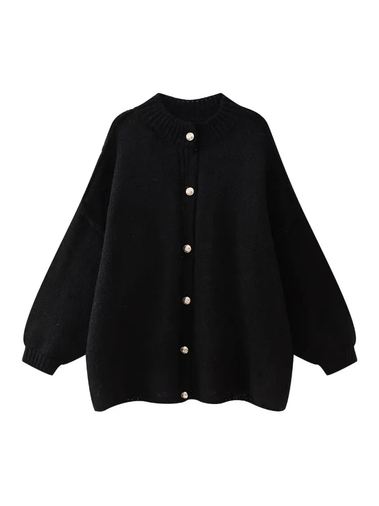 Oversized Button-Down Cardigan for Women