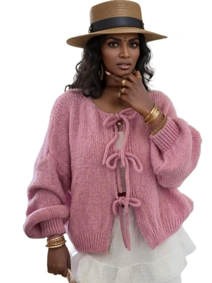 Women’s Chunky Winter Knotted Front Cardigan