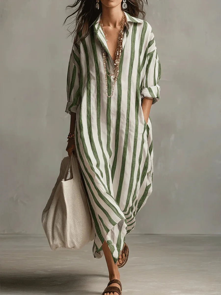 Eleni | Striped Airy Dress with Relaxed Elegant Fit