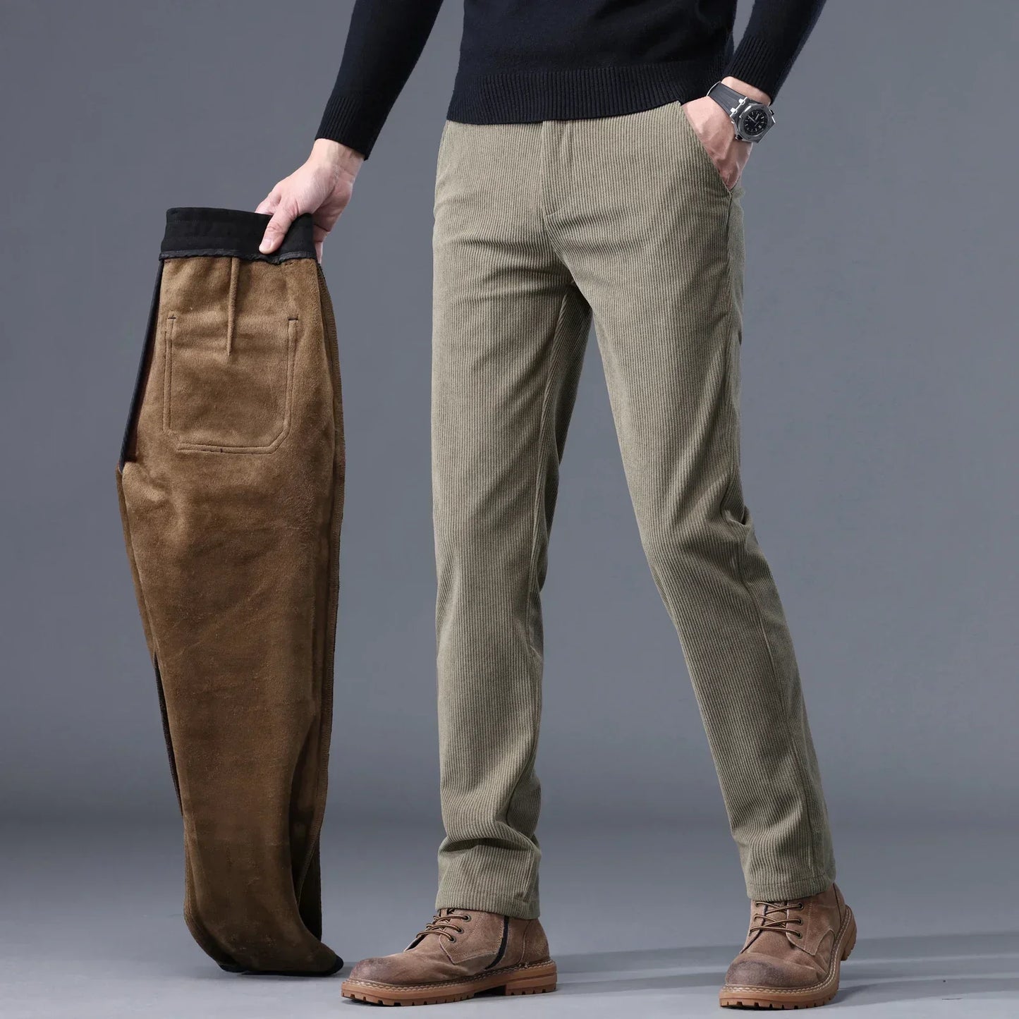 Pantalones cálidos de hombre con forro polar para invierno