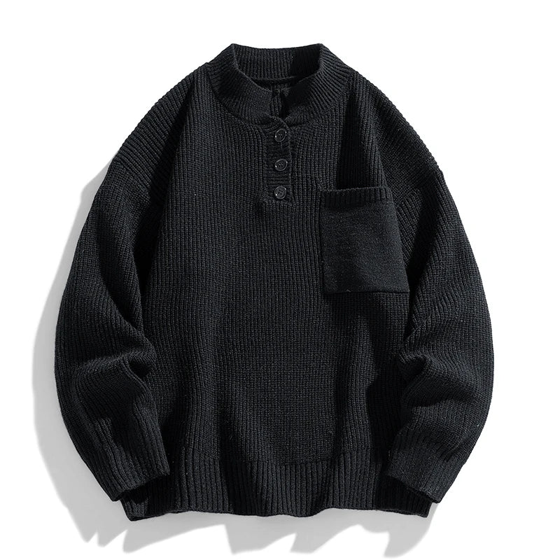 Suéter de punto con botones de invierno para hombre