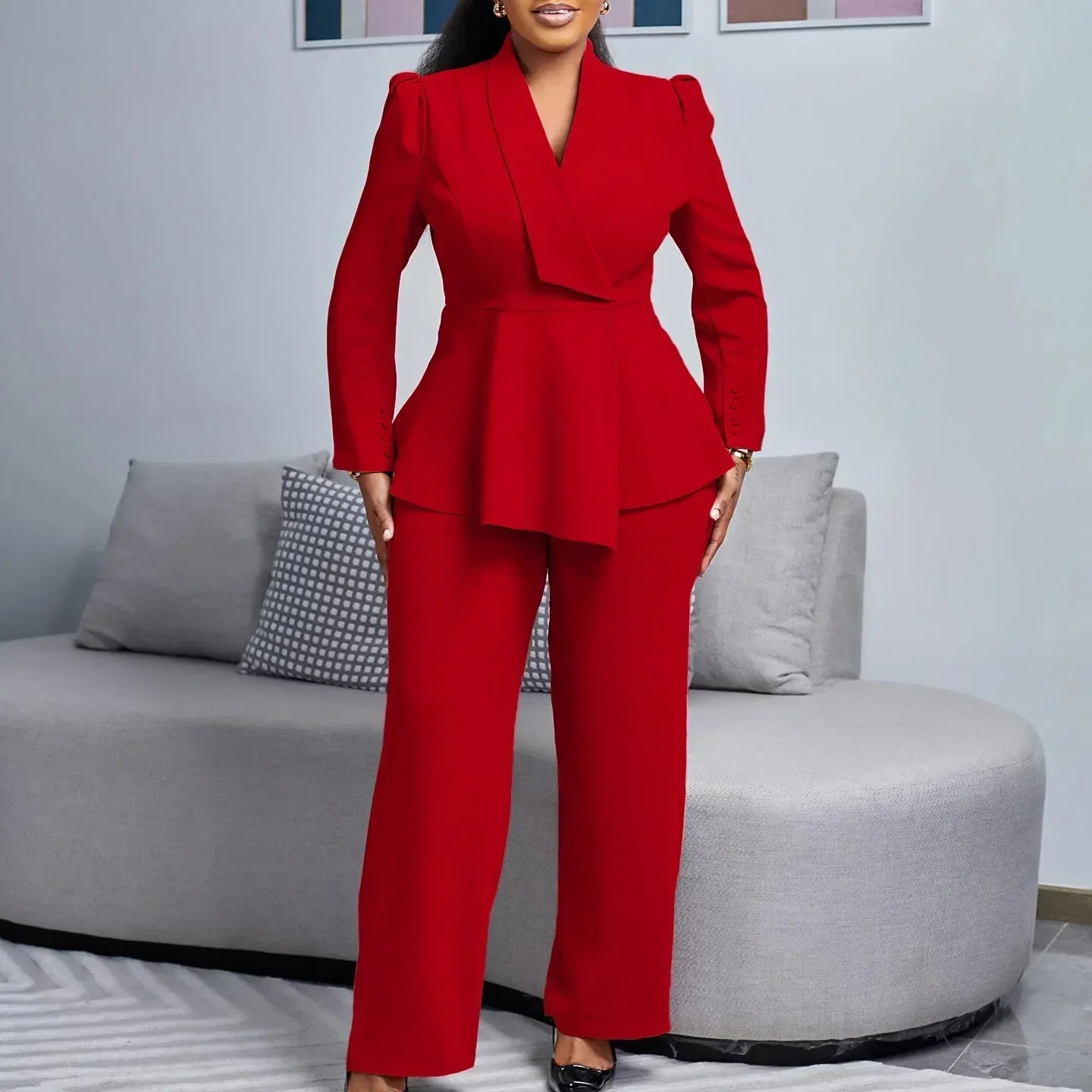 Chic Formal Suit Set with Tailored Long Blazer for Women