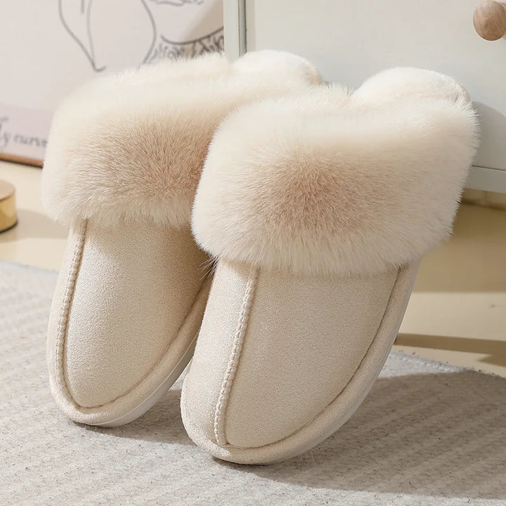 Pantuflas de interior afelpadas de piel sintética para mujer