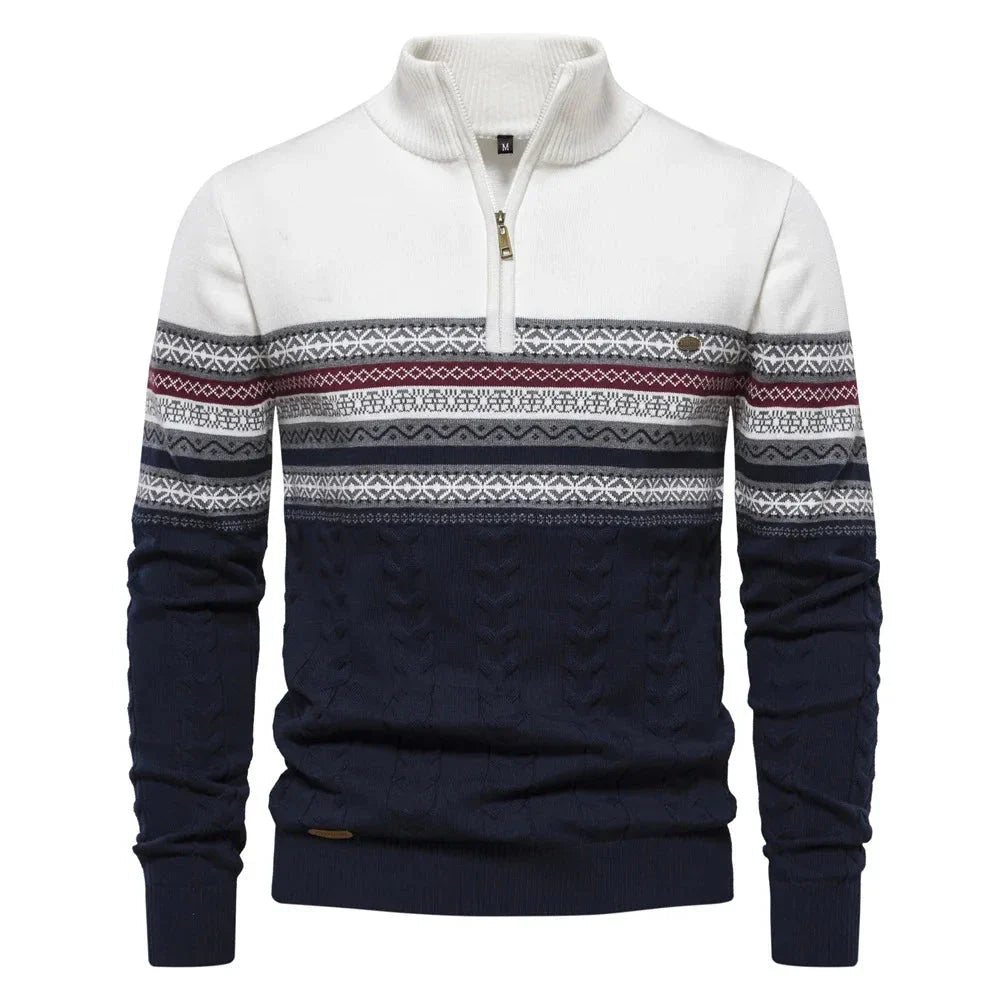 Stylish Fair Isle Half Zip Sweater