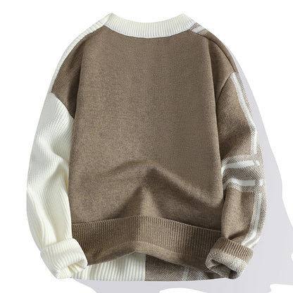 Suéter de cuello redondo para hombre con bloques de color de invierno