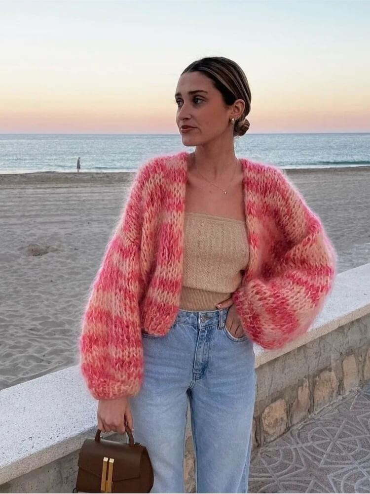 Cozy Multicolor Knitted Cardigan for Women