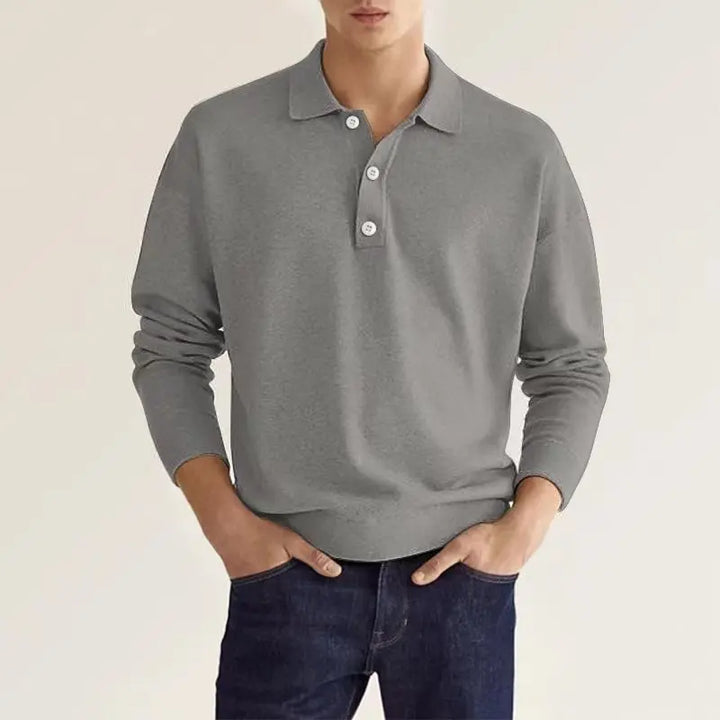 Men’s Long Sleeve Casual Knit Polo Shirt