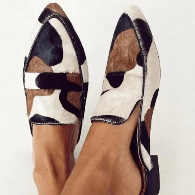 Marie - Mocasines ortopédicos con estampado de vaca