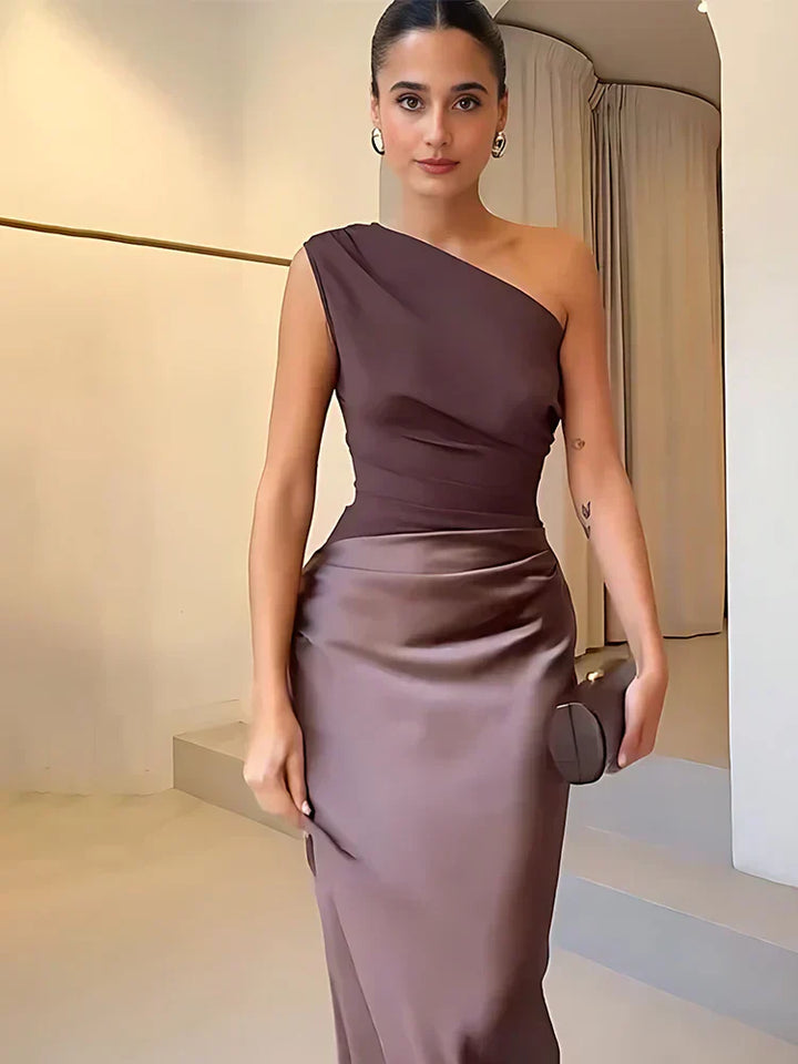 Maxivestido con Falda de Satén