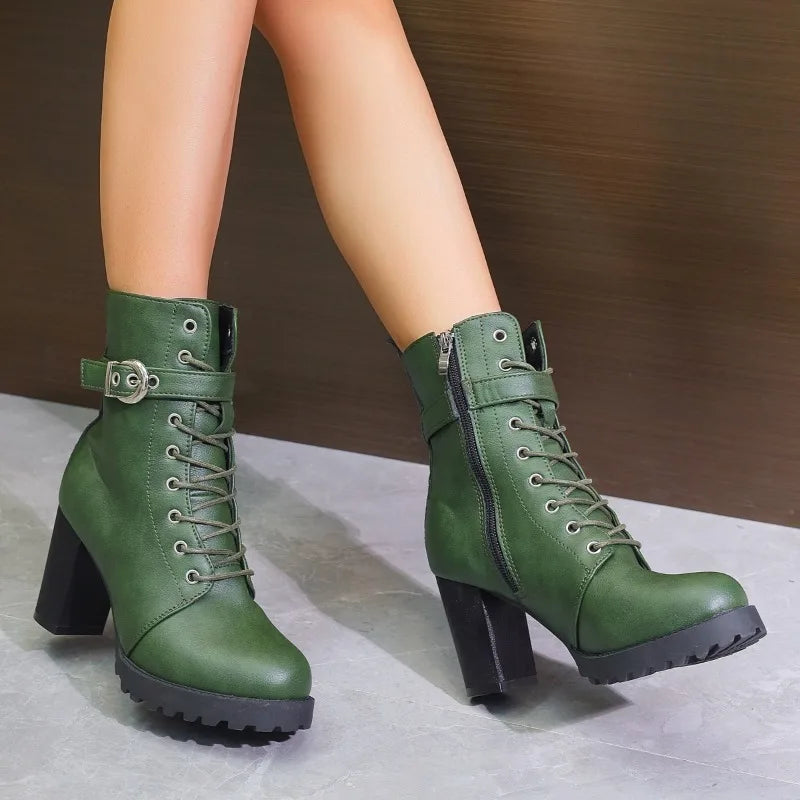 Women’s Trendy Zip Ankle Boots With Lace