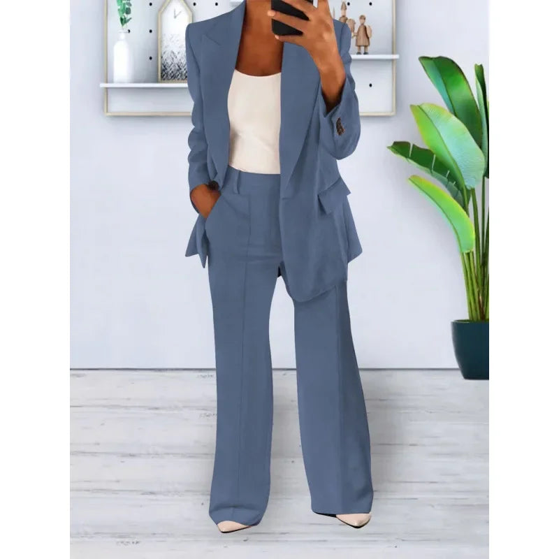 Chic Formal Suit Set with Tailored Long Blazer for Women