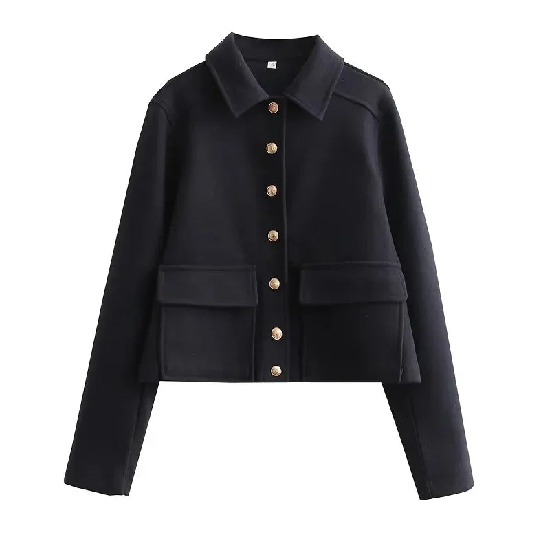 Women’s Button-Front Casual Jacket with Pockets