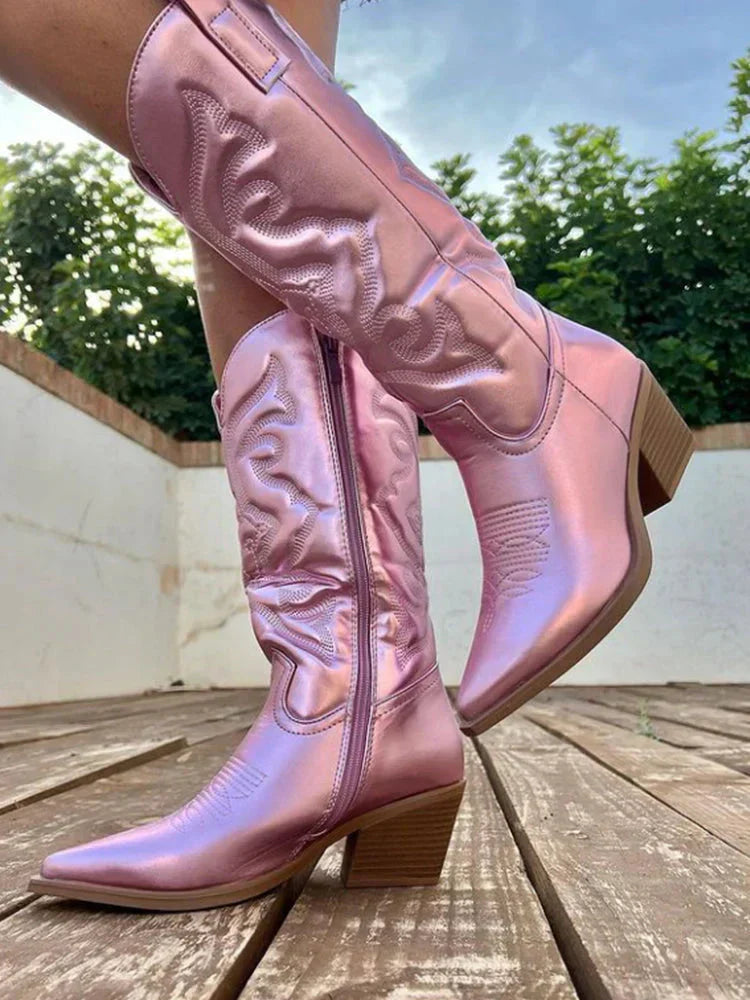 Women’s Shiny Western-Style Boots