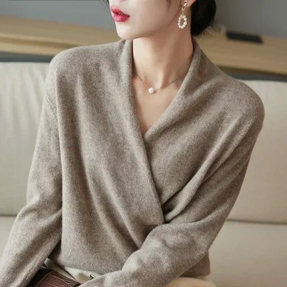 Women’s Spring Wrap Neck Knit Top