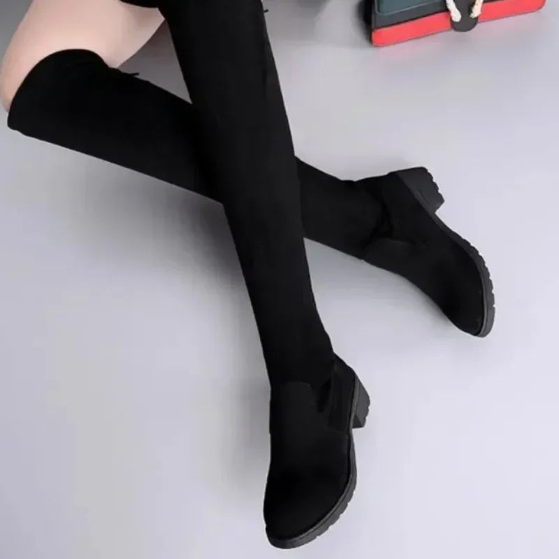 Women’s Thigh-High Boots with Block Heels