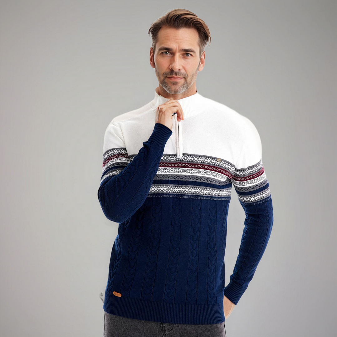 Stylish Fair Isle Half Zip Sweater