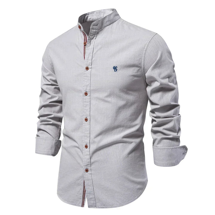 Camisa de manga larga con cuello mandarín