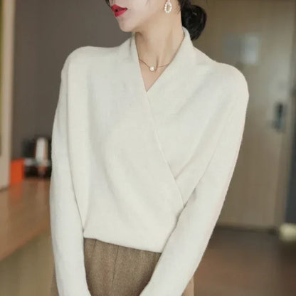 Women’s Spring Wrap Neck Knit Top