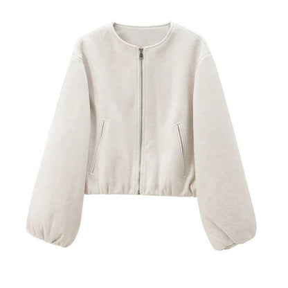 Women’s Casual Zip-Up Bomber Jacket with Pockets