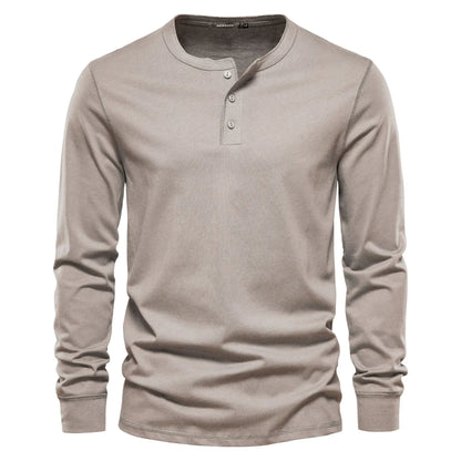 Stylish Men’s Long-Sleeve Henley Shirt