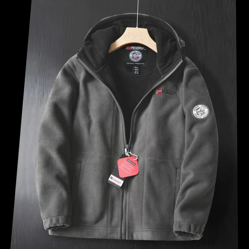 Chaqueta polar con capucha cálida para hombre