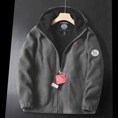 Chaqueta polar con capucha cálida para hombre