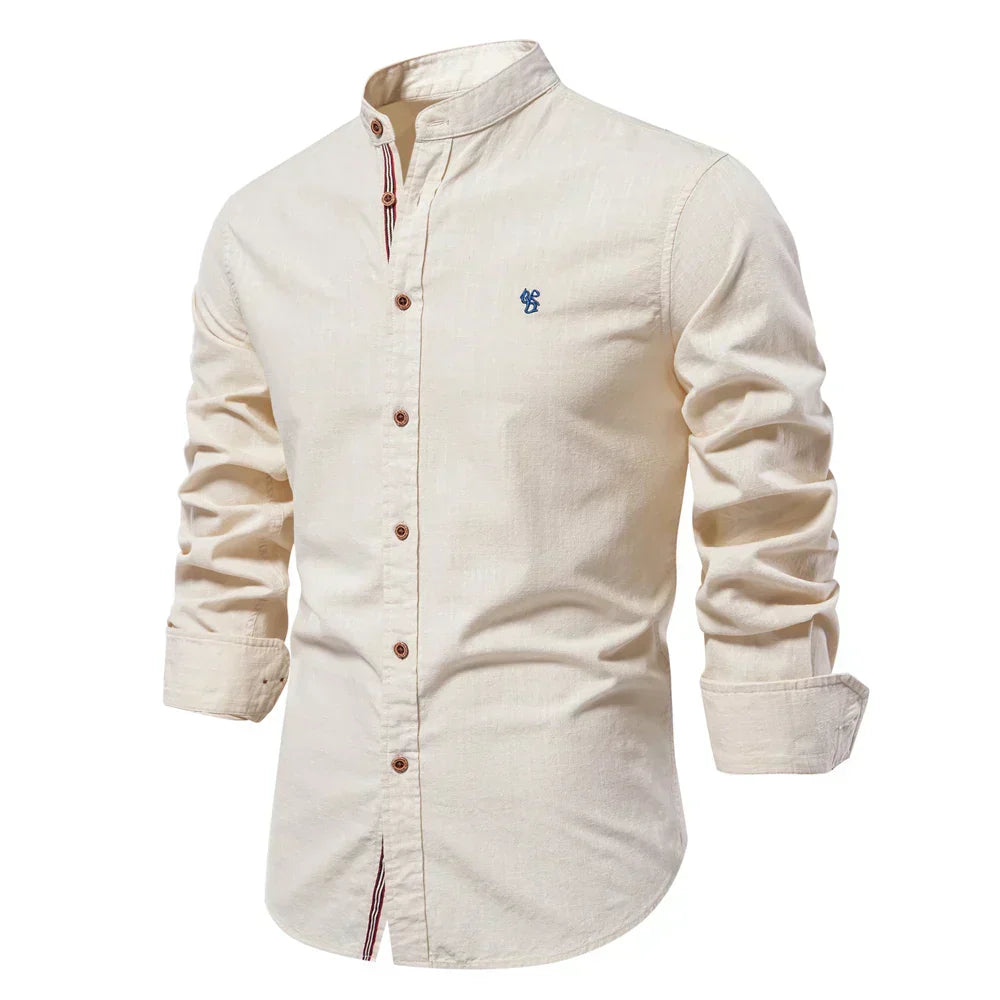 Camisa de manga larga con cuello mandarín